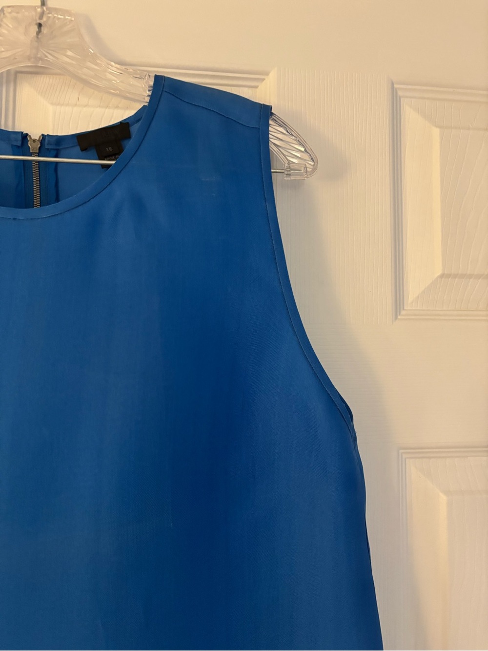 J. Crew Collection Organza Royal Blue One-Shoulder Ruffle Shell Top - Picture 4 of 4